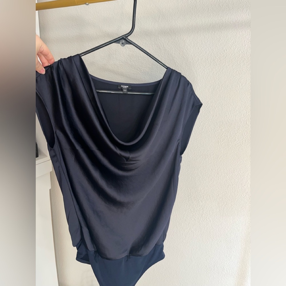 Express Black Draped Top/Bodysuit